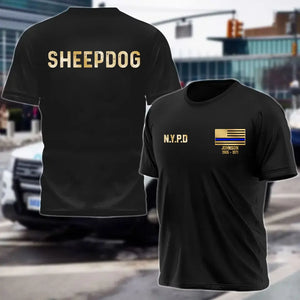 Personalized US Sheepdog Blue Thin Line Tshirt Printed QTPVD207