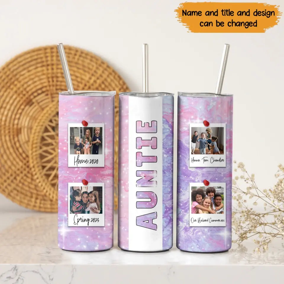 Personalized Upload Your Family Photo Auntie Gift Skinny Tumbler Printed HTHDNL2507