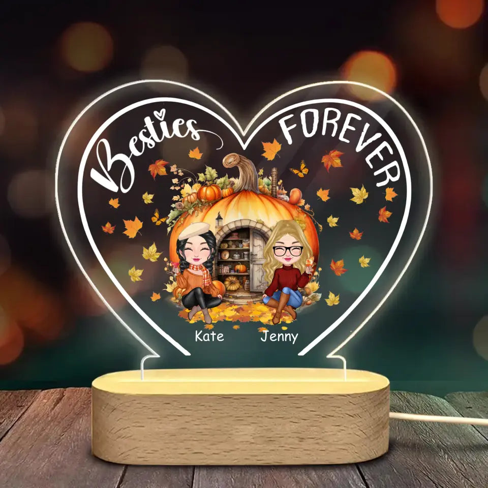 Personalized Besties Forever Fall Season Pumpkins LED Lamp Printed HN2023129