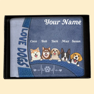 Personalized Love Dogs with Name Dog Lovers Gift Leather Wallet PVD23266