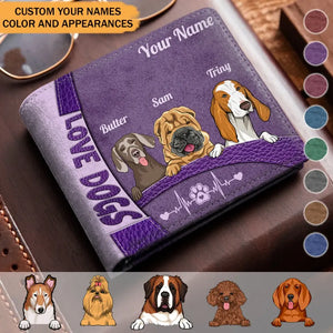 Personalized Love Dogs with Name Dog Lovers Gift Leather Wallet PVD23266
