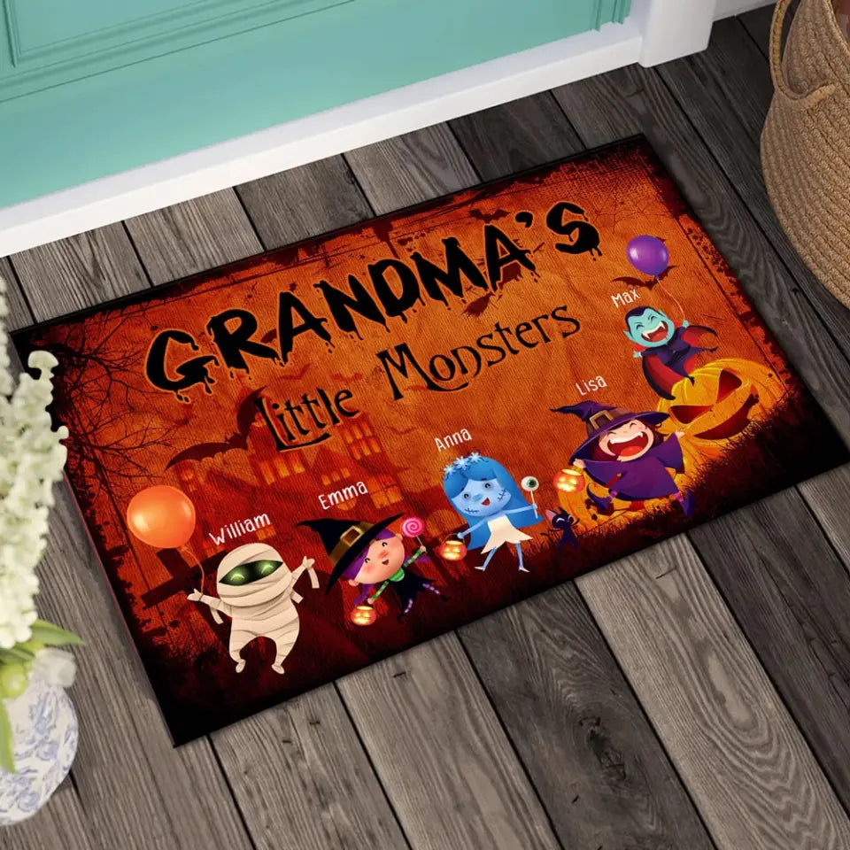 Personalized Grandma's Little Monsters Halloween Doormat Printed HTHHN23278