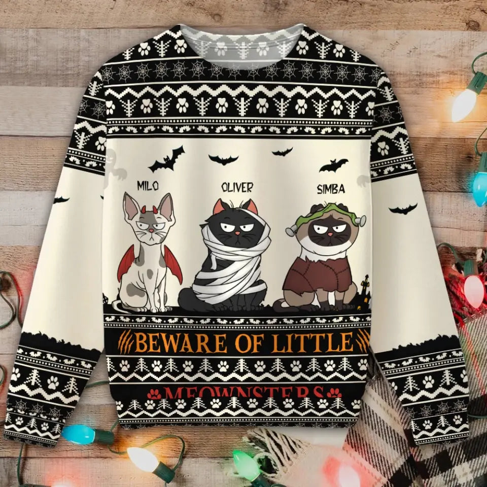 Personalized Cat Halloween Cat Lovers Gift Sweater Printed KVH23424