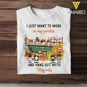 Personalized I Just Want To Work In My Garden And Hang Out With My Cat T-Shirt Printed HTHPVD1407