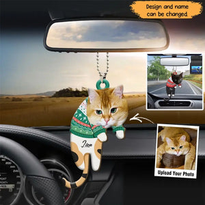 Personalized Upload Photo Cat Lover Car Hanging Ornament QTHN625