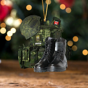 Personalized Canadian Military Backpack & Boots Acrylic Ornament Printed KVH23640