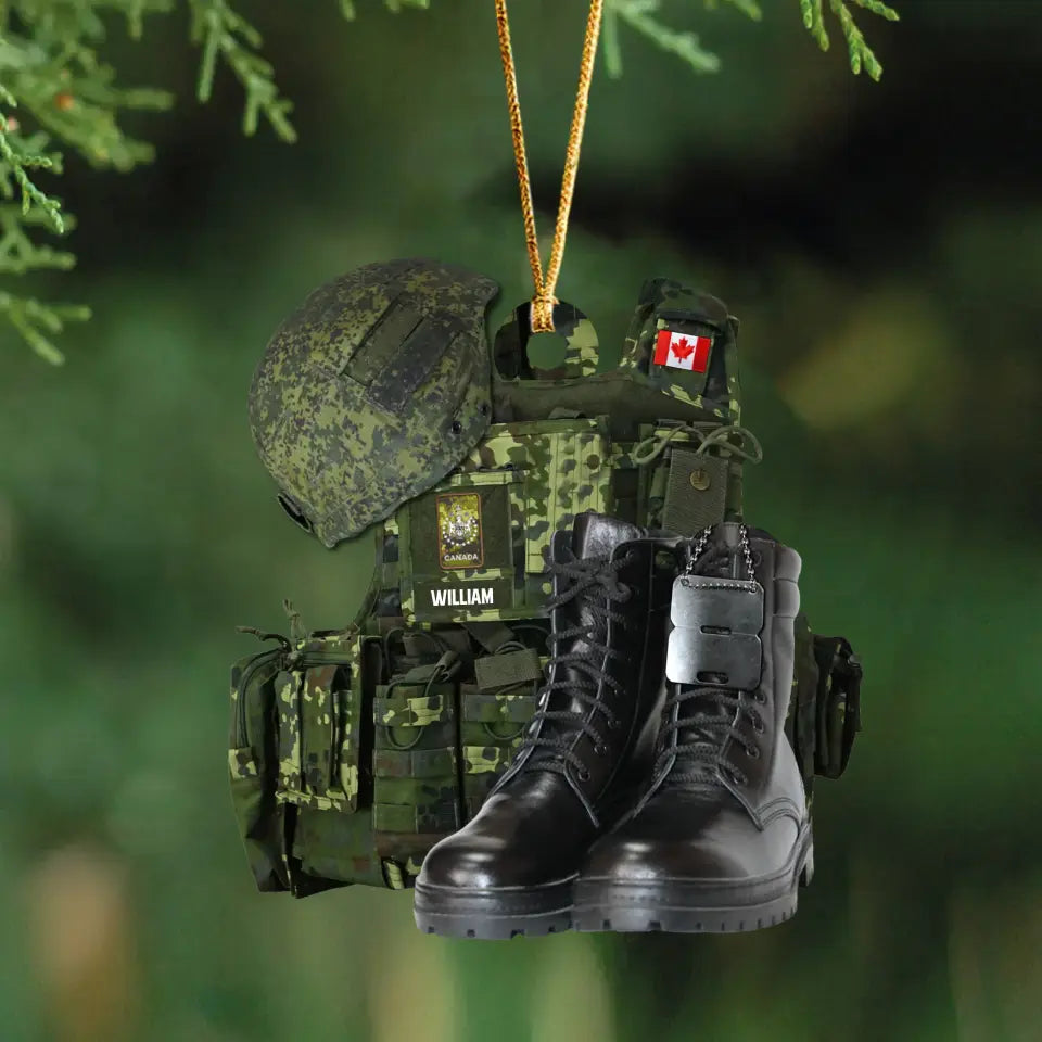 Personalized Canadian Military Backpack & Boots Acrylic Ornament Printed KVH23640