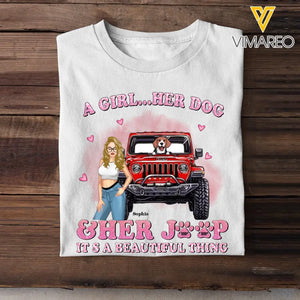 Personalized A Girl Her Dog & Her Jeep It's A Beautiful Thing T-shirt Printed HN23700