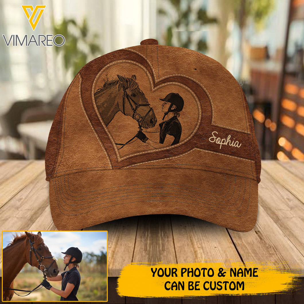 Personalize Horse Lovers Leather Printed Cap