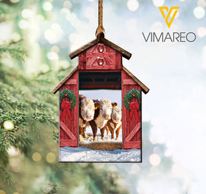 Hereford Cattle HANGING ORNAMENT CHRISTMAS OCT-HQ28