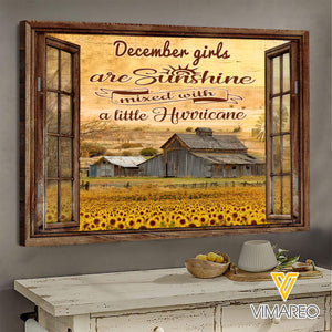 December Girl Are Sunshine Mixed With A Little Hurricane Canvas Printed DEC-HQ18