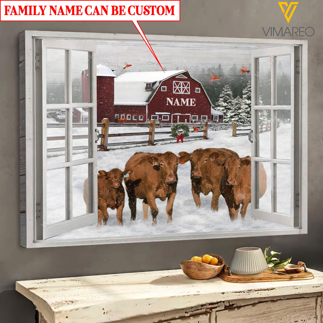 Personalized Red Angus Cattle Canvas Printed DEC-HQ21