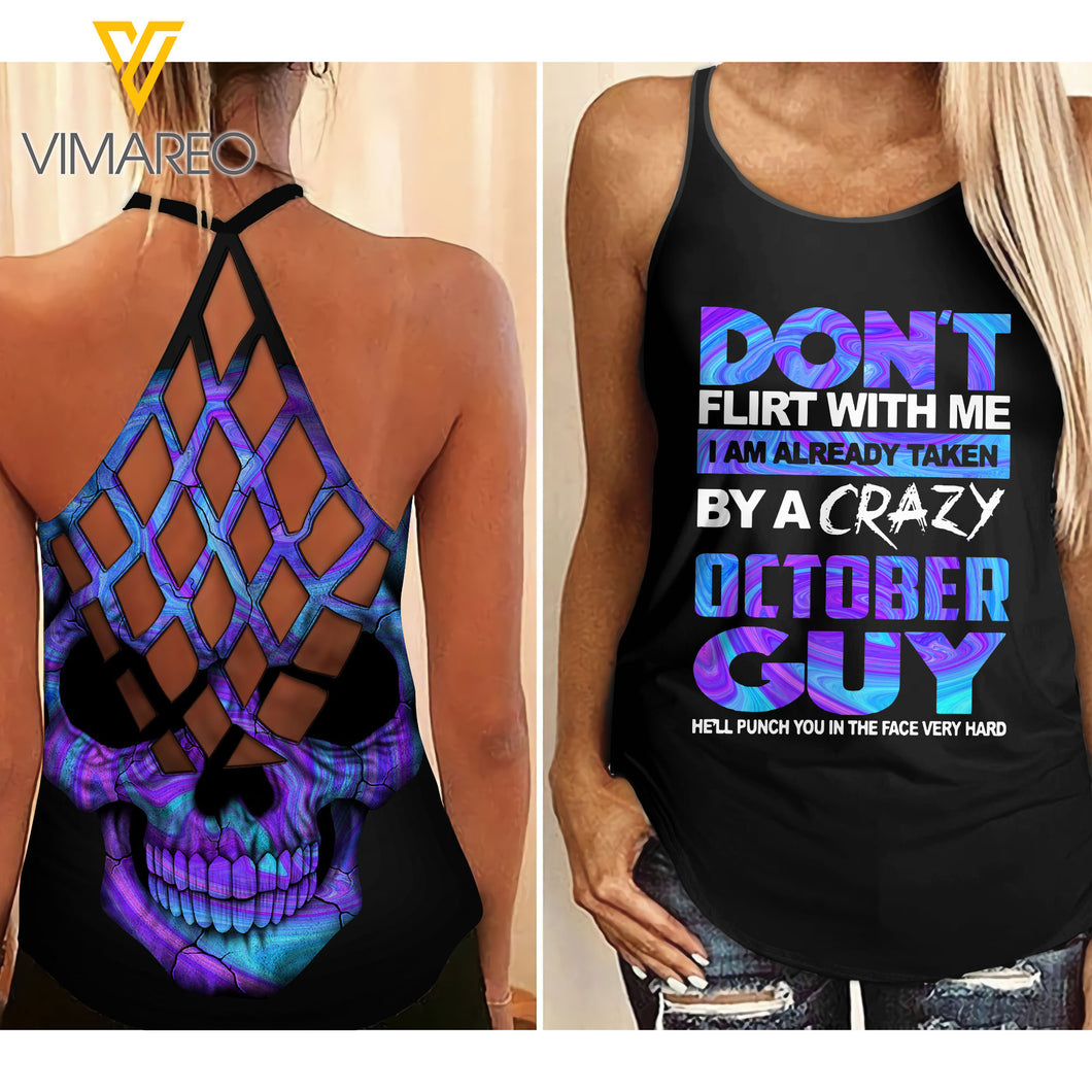 Taken By A Crazy October Guy Criss-Cross Open Back Camisole Tank Top MAR-HQ15