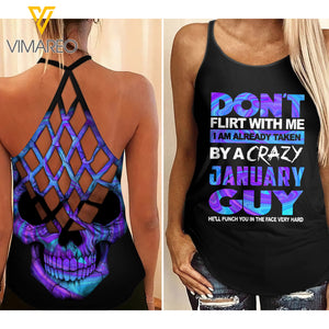 Taken By A Crazy January Guy Criss-Cross Open Back Camisole Tank Top MAR-HQ15