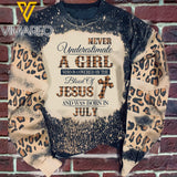 Never Underestimate A Girl Who Is Covered By The Blood Of Jesus And Was Born In July Sweatshirt Printed SEP-DT21