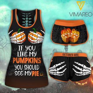 If You Like My Pumpkins You Should See October Girl Pie COMBO TANK+SHORT PRINTED SEP-DT09