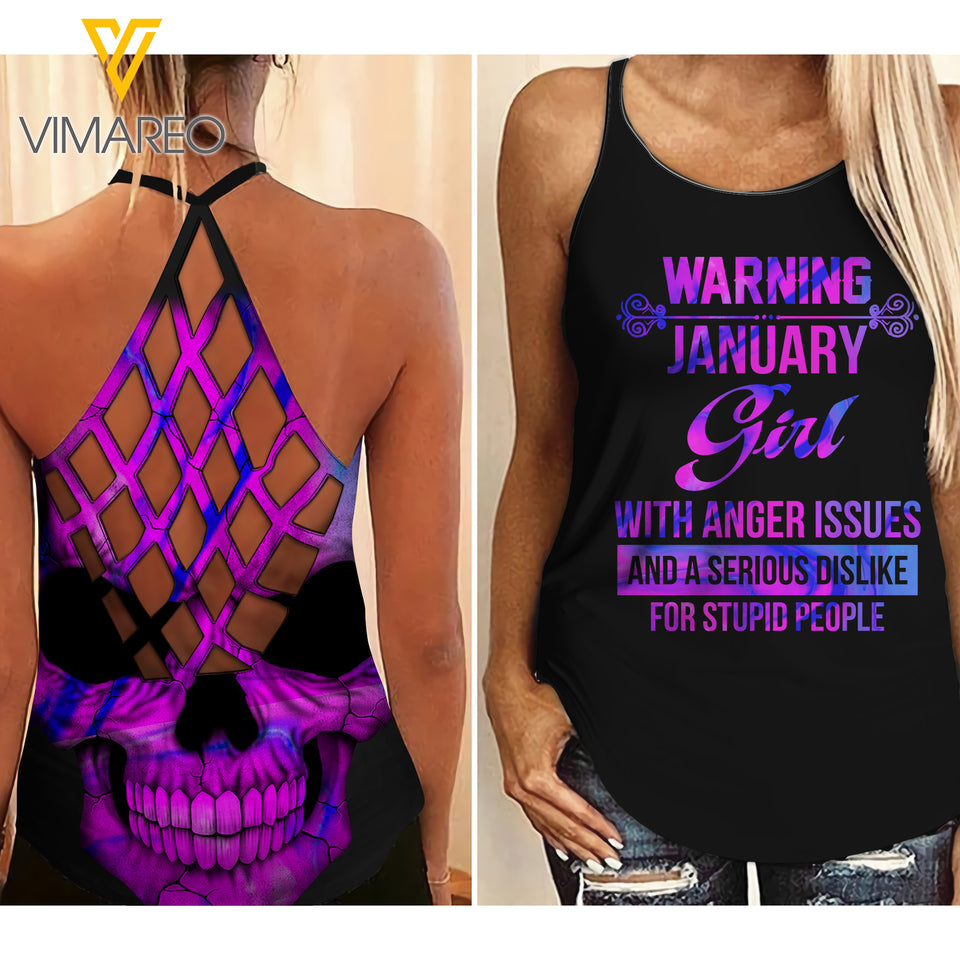 January Girl Criss-Cross Open Back Camisole Tank Top MAR-DT14