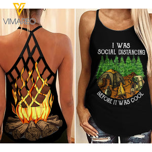 CAMPING Criss-Cross Open Back Camisole Tank Top COOL