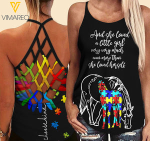 AUTISM HORSE CRISS-CROSS OPEN BACK CAMISOLE TANK TOP LC
