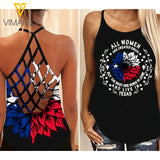 ALL WOMEN ARE CREATED EQUAL TEXAS CRISS-CROSS OPEN BACK CAMISOLE TANK TOP