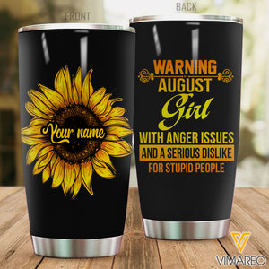 CUSTOMIZED AUGUST GIRL WITH SUNFLOWER TUMBLER