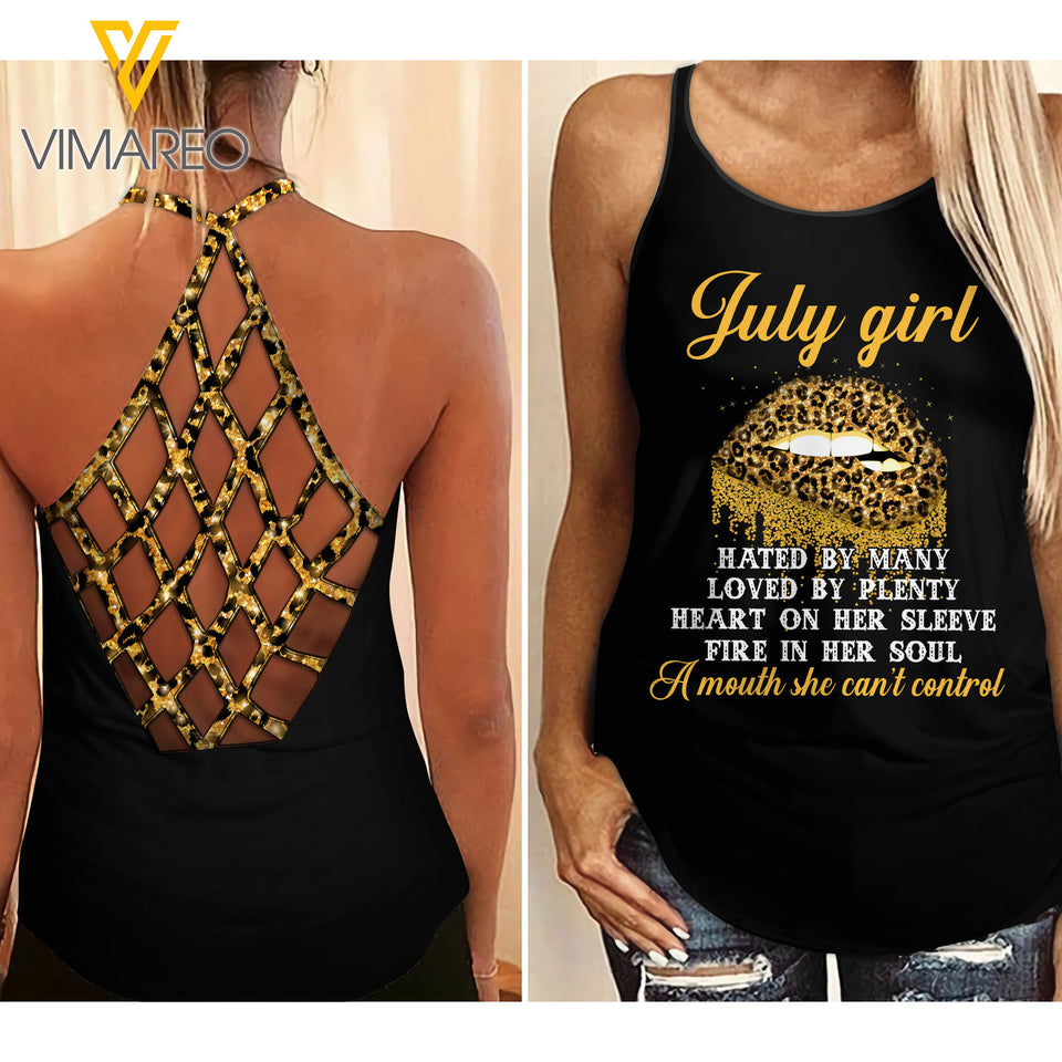 July Girl Tattoos Criss-Cross Open Back Camisole Tank Top 1503NGBQ