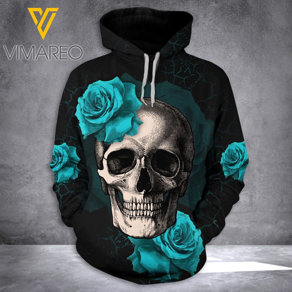 VH Skull rose hoodie 3d all print 0402 PDT