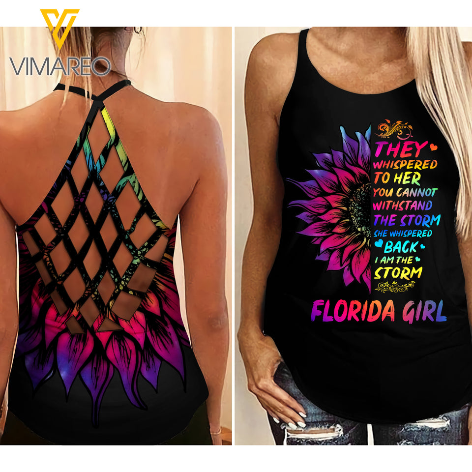 Florida Girl Criss-Cross Open Back Camisole Tank Top 1303NGBTQ