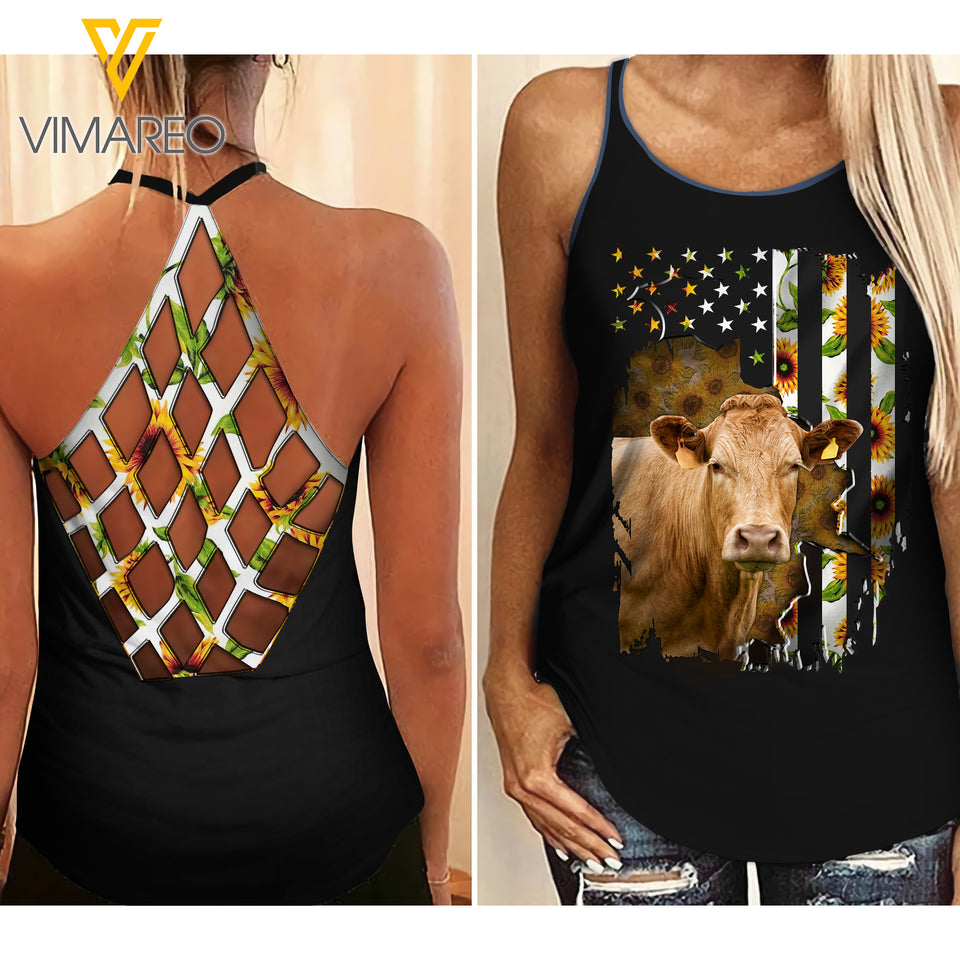 Beef master Criss-Cross Open Back Camisole Tank Top MAR-MA13