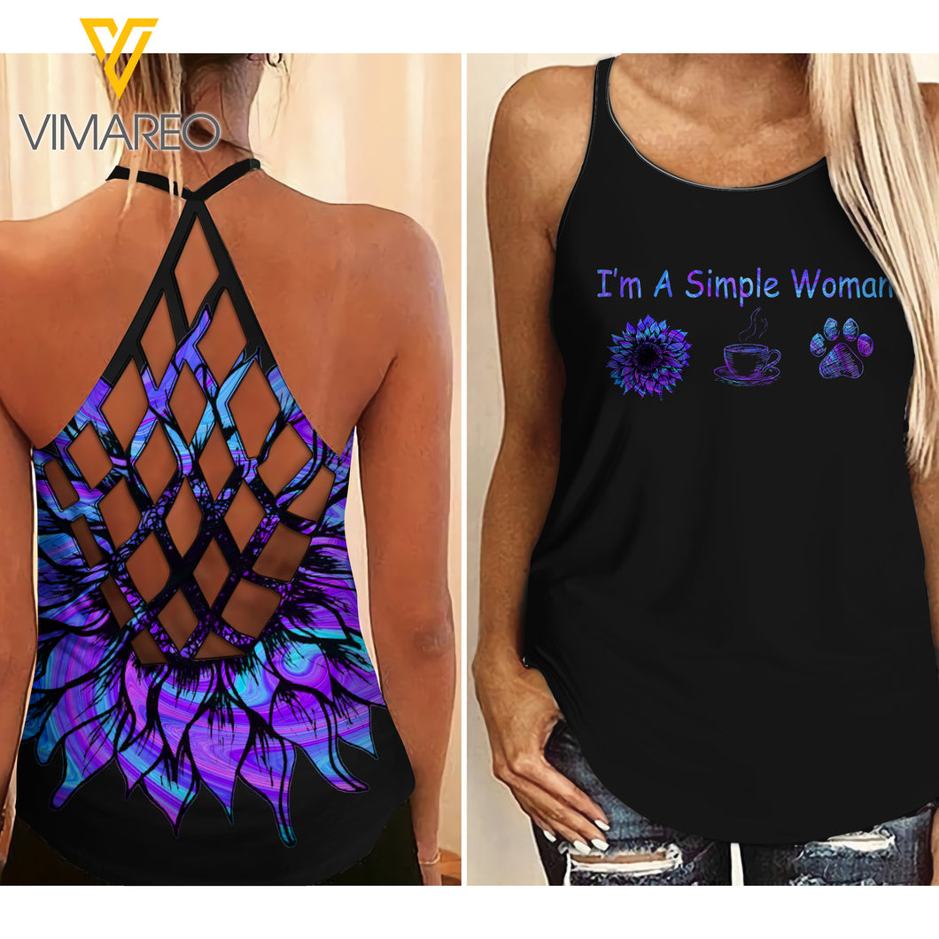 I'm simple woman Criss-Cross Open Back Camisole Tank Top