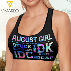 August girl SKull 3D printed Sport bra