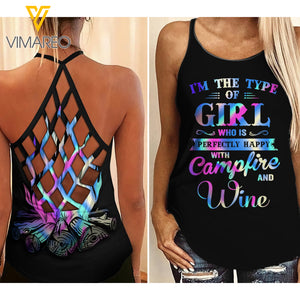 CAMPFIRE AND WINE GIRL CRISS-CROSS TANK TOP
