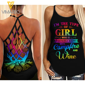 CAMPFIRE AND WINE GIRL CRISS-CROSS TANK TOP
