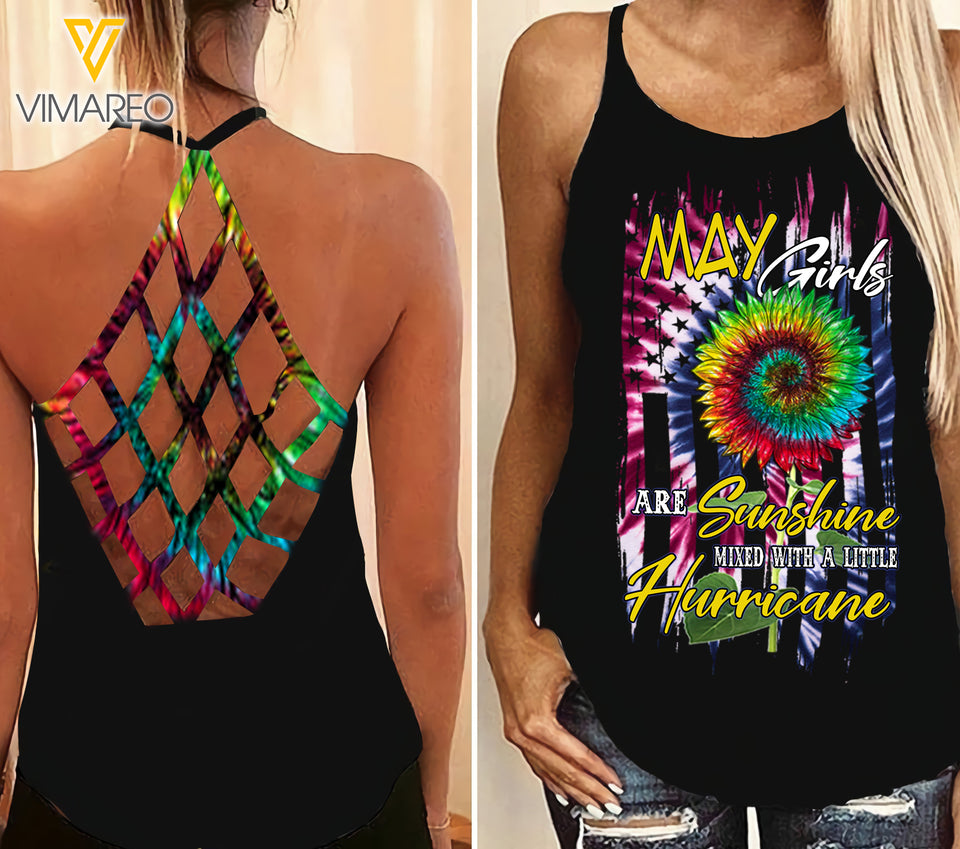 May Girls With Sunshine Criss-Cross Open Back Camisole Tank Top VMYY