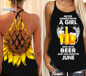 Beer Lover for Months Criss-Cross Open Back Camisole Tank Top