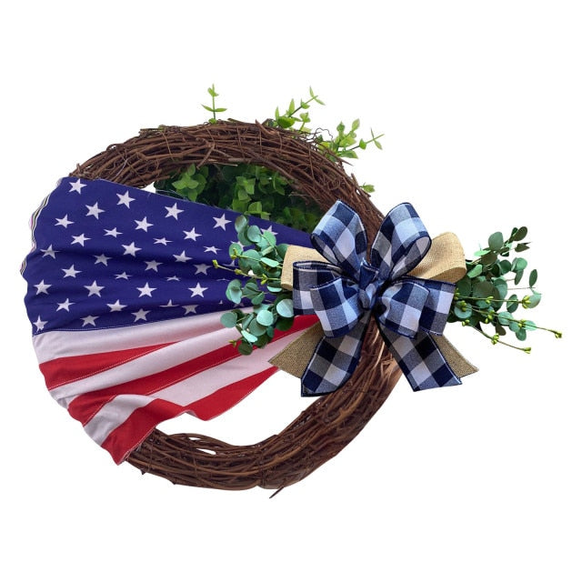 Independence Day Americana Poly Flower Wreath, Memorial Day Wreat Patriotic Wreath Patriotic Flag Wreaths